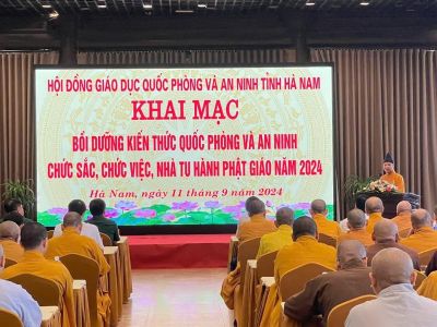 Hà Nam: Khai mạc Bồi dưỡng kiến thức quốc phòng và an ninh chức sắc, chức việc, nhà tu hành phật giáo 2024