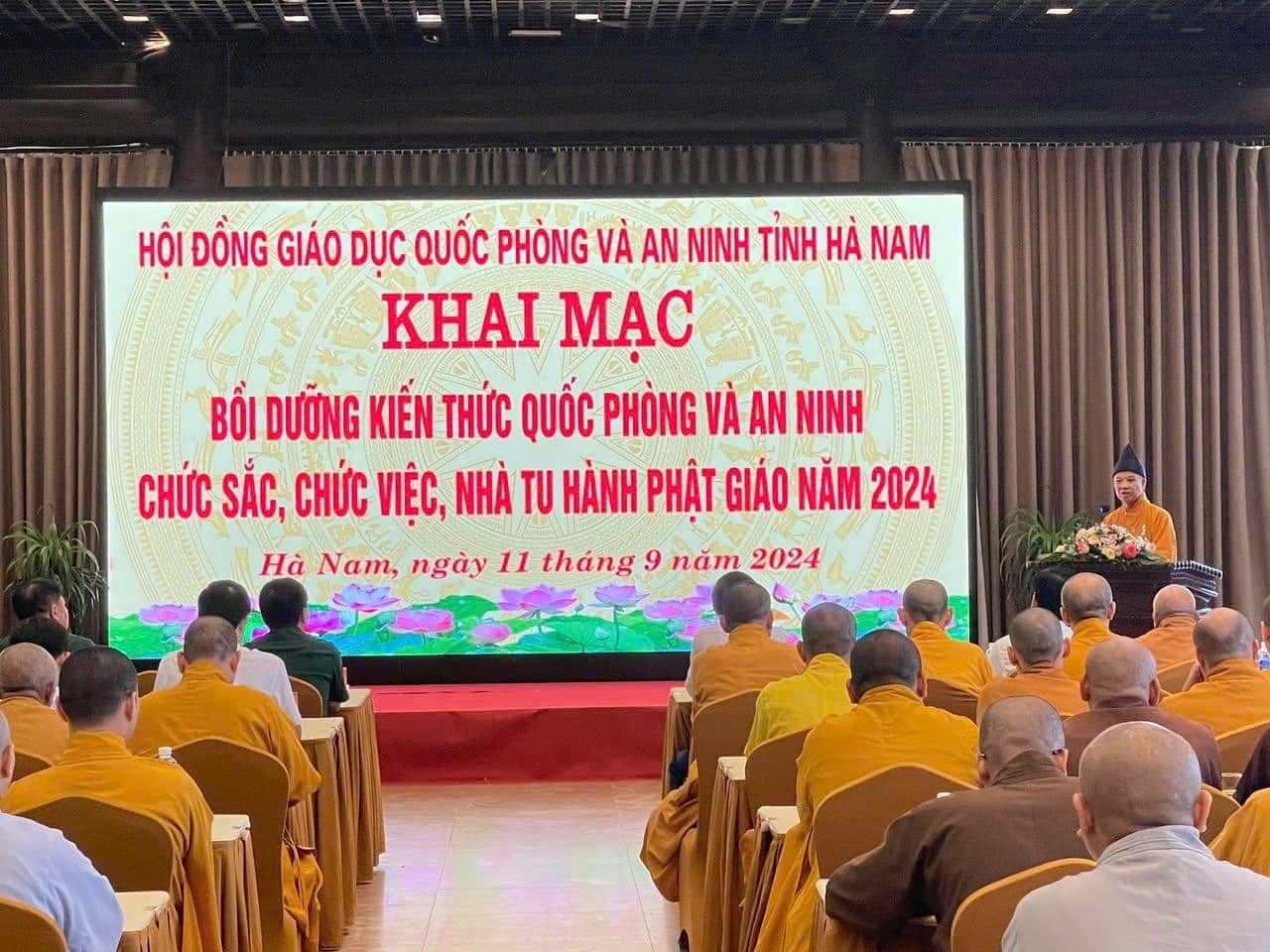 Hà Nam: Khai mạc Bồi dưỡng kiến thức quốc phòng và an ninh chức sắc, chức việc, nhà tu hành phật giáo 2024