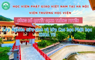 Học viện PGVN tại Hà Nội: Quyết định công nhận trúng tuyển nghiên cứu sinh và cao học khóa VII