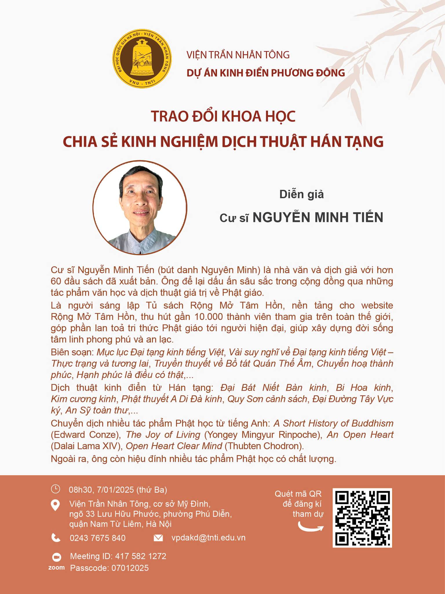 Trao đổi khoa học “CHIA SẺ KINH NGHIỆM DỊCH THUẬT HÁN TẠNG”
