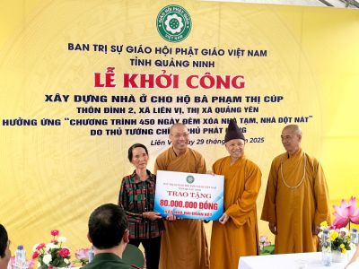 Quảng Ninh: Khởi công xây dựng nhà Đại đoàn kết và trao tủ sách Phật Quang