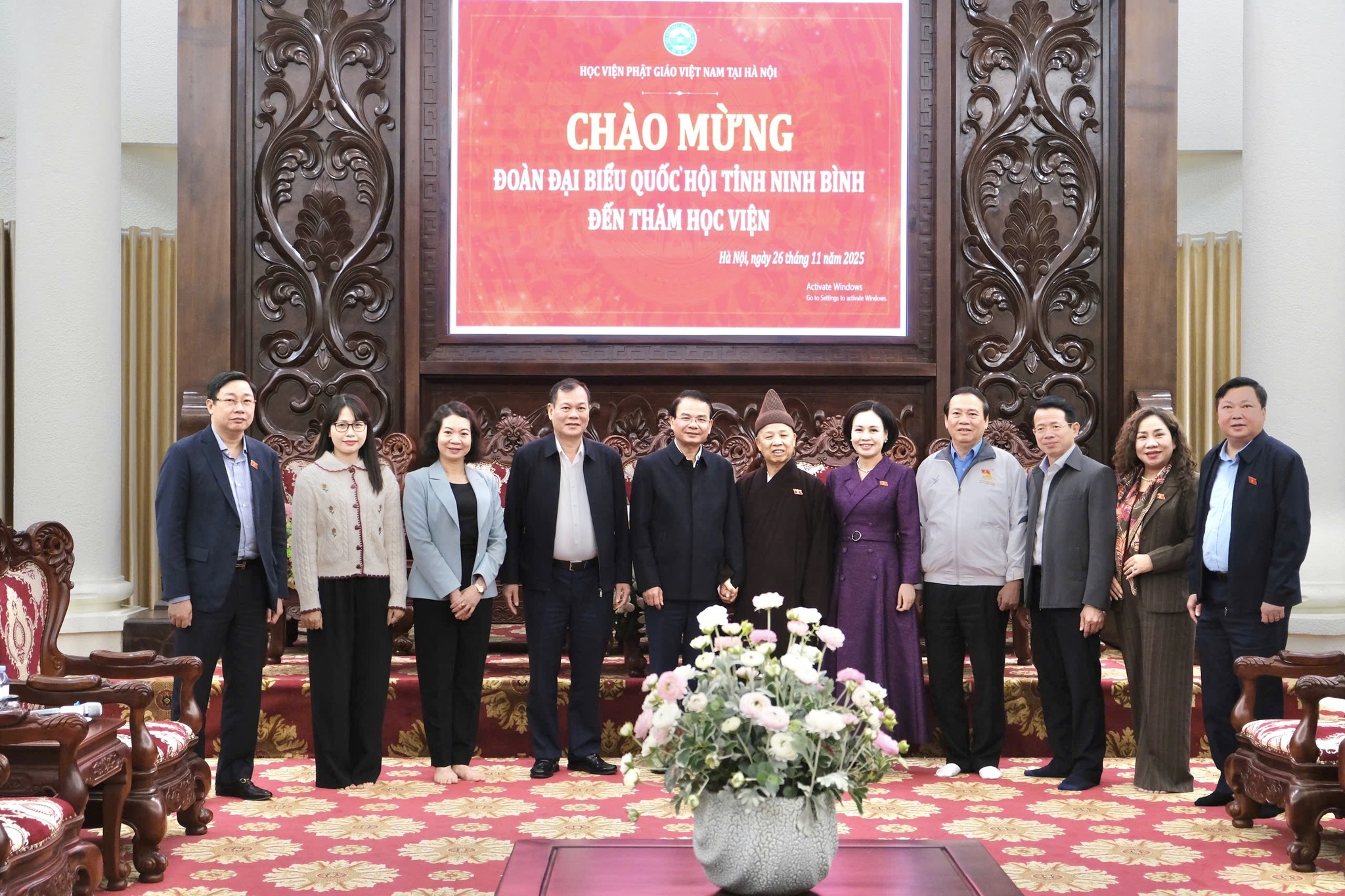 HOÀ THƯỢNG VIỆN TRƯỞNG TIẾP ĐOÀN ĐẠI BIỂU QUỐC HỘI TỈNH NINH BÌNH VỀ THĂM HỌC VIỆN