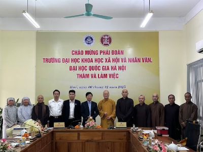 Học viện PGVN tại Huế đón tiếp Phái đoàn Trường Đại học Khoa học Xã hội và Nhân văn – Đại học Quốc gia Hà Nội thăm và làm việc