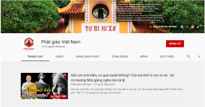 74.000 Phật tử đăng ký kênh Youtube Phật giáo