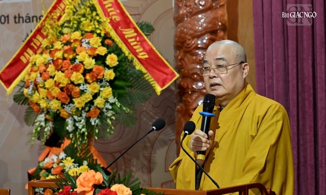 Trưởng lão Hòa thượng Thích Thanh Nhiễu phát biểu khai mạc