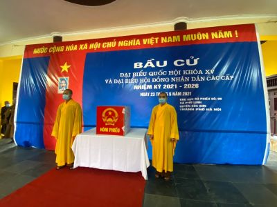 500 Tăng Ni sinh Học viện náo nức tham gia Ngày bầu cử Quốc hội khóa XV và HĐND các cấp