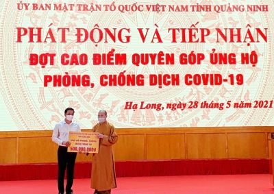 Phật giáo Quảng Ninh ủng hộ 500 triệu đồng quỹ phòng, chống Covid-19