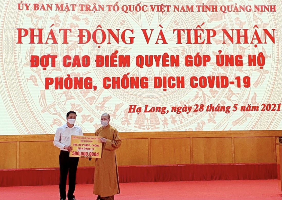 Phật giáo Quảng Ninh ủng hộ 500 triệu đồng quỹ phòng, chống Covid-19