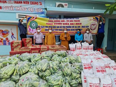 Sóc Trăng: Chùa Hương Sơn tiếp tục hỗ trợ kịp thời để bà con phòng chống dịch bệnh