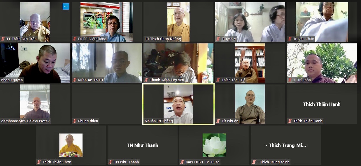 Ban Hướng dẫn Phật tử TP.HCM họp trực tuyến Tổng kết hoạt động Phật sự năm 2021