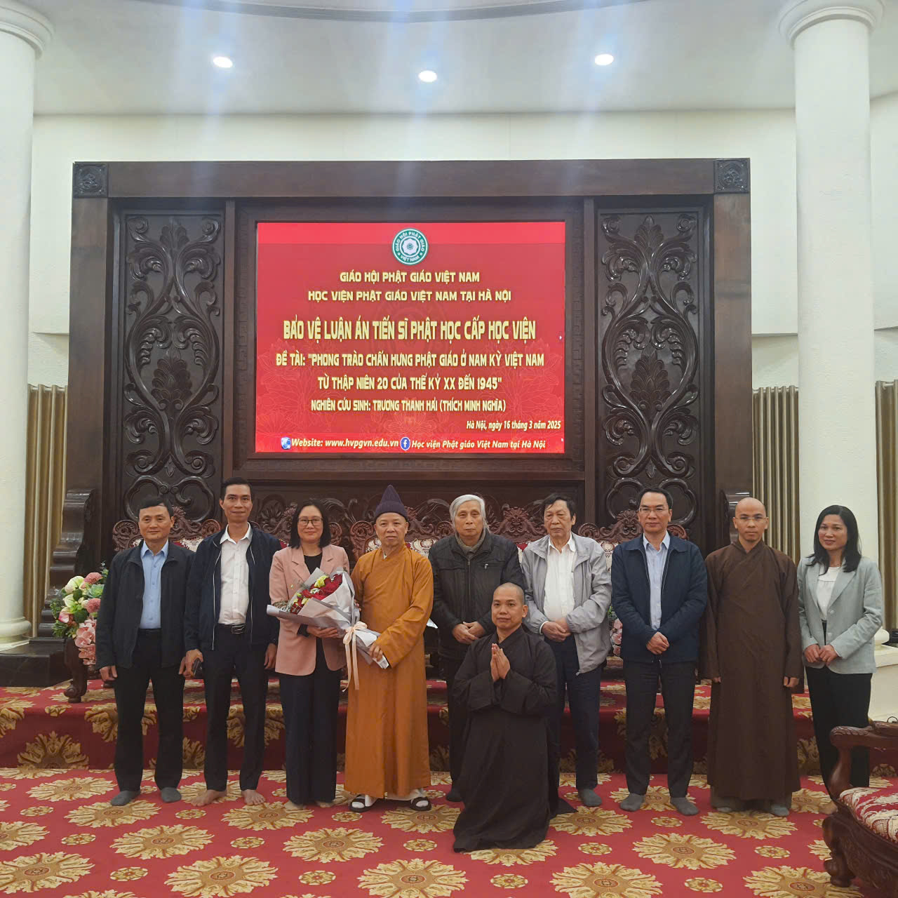 Nghiên cứu sinh Trương Thanh Hải (Thích Minh Nghĩa) bảo vệ thành công luận án tiến sĩ “Phong trào chấn hưng Phật giáo ở Nam Kỳ Việt Nam từ thập niên 20 của thế kỷ XX đến 1945.”